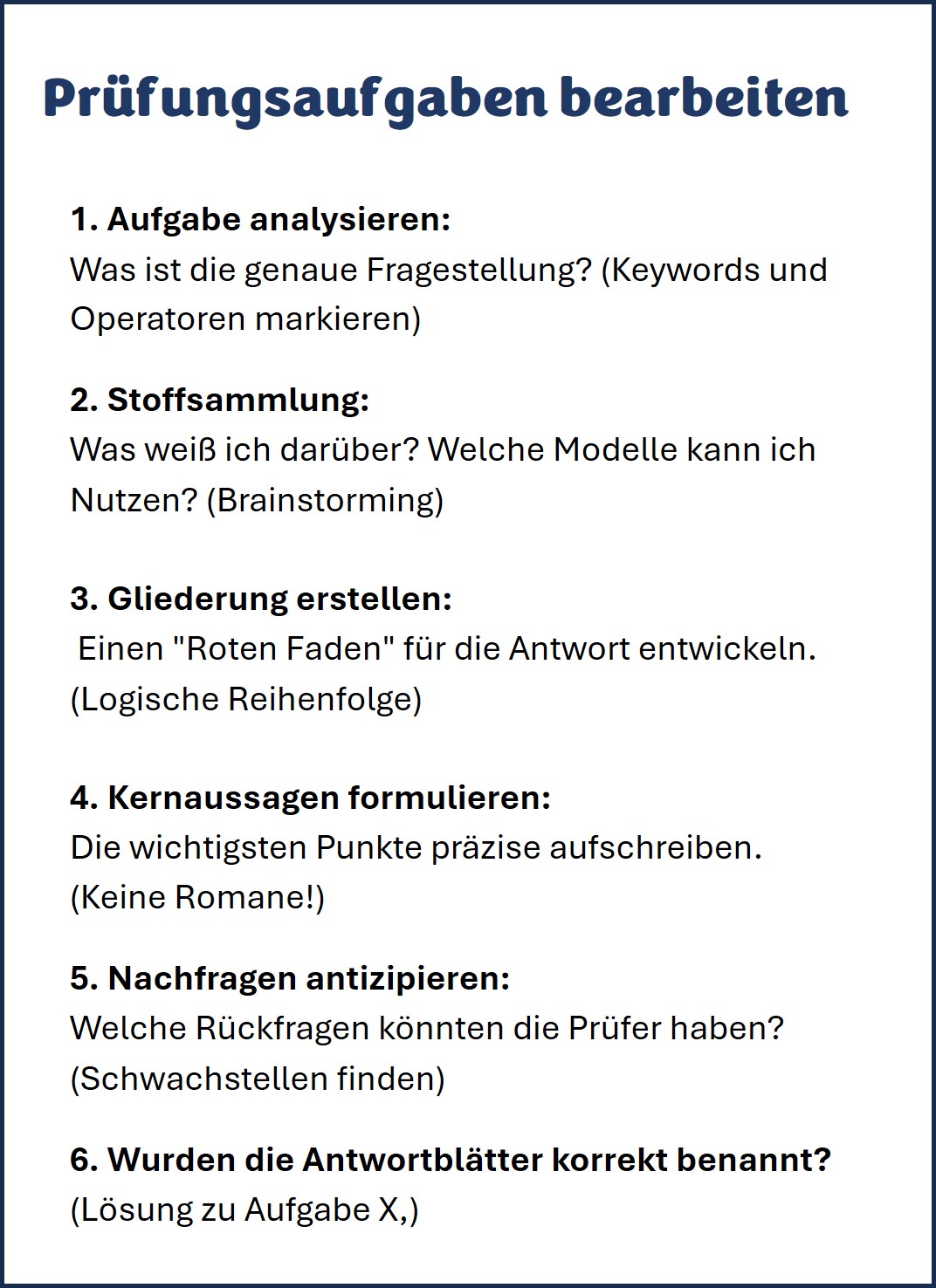 Prüfungsaufgaben bearbeiten 1